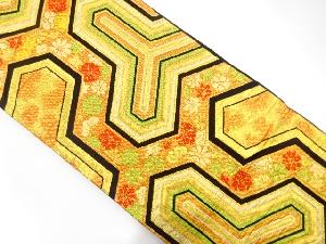 アンティーク 毘沙門亀甲に菊梅模様織出し袋帯(着用可)